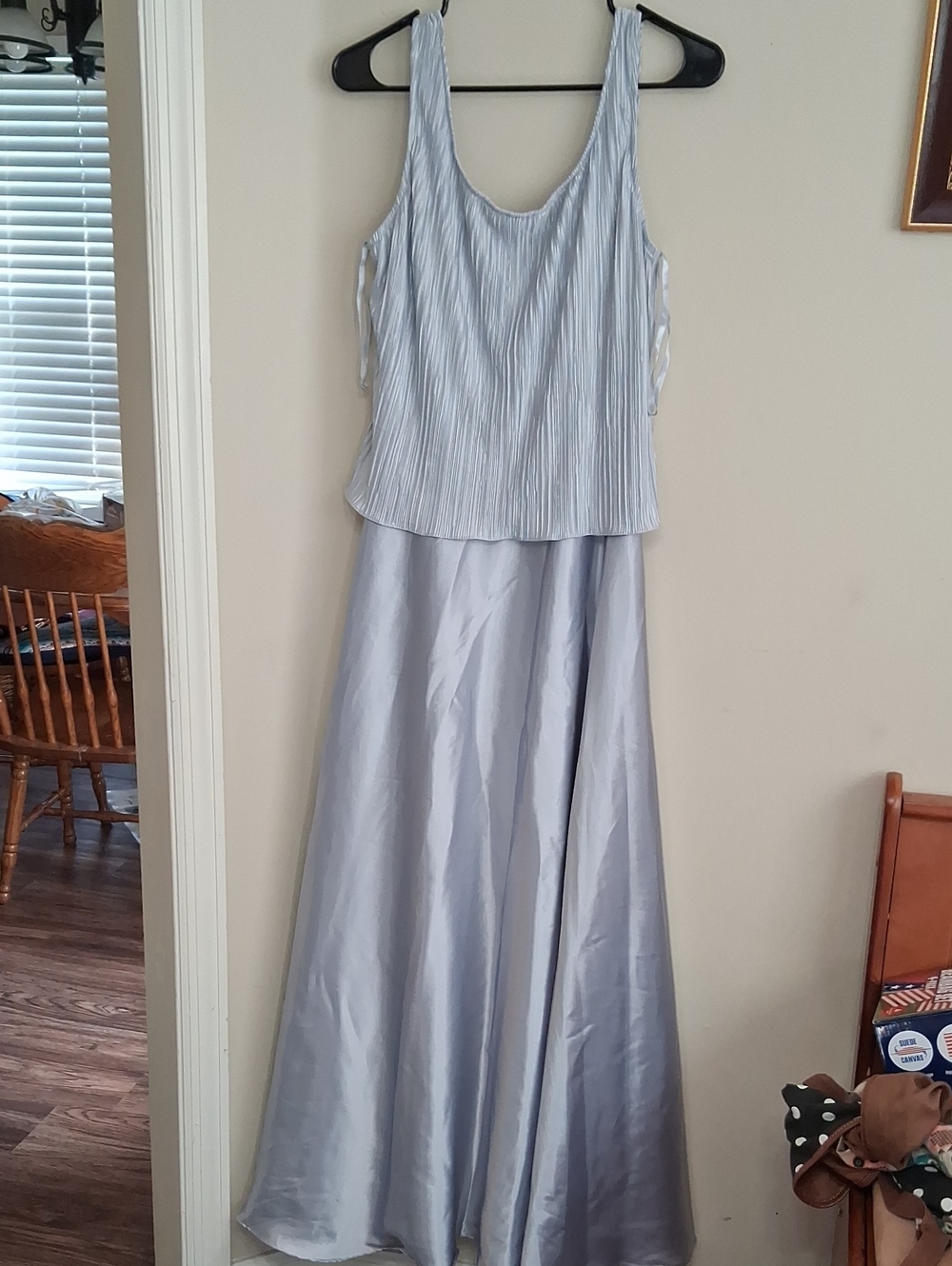 Jessica Howard Light Blue Pleated Bodice Maxi Dress